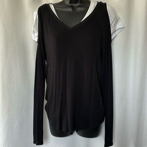 Pure Barre Cold Shoulder LS Top S Black